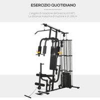 Easycomfort Stazione Fitness Palestra Multifunzione per Allenamento a Casa e Professionale, Acciaio 150x110x210cm Nero