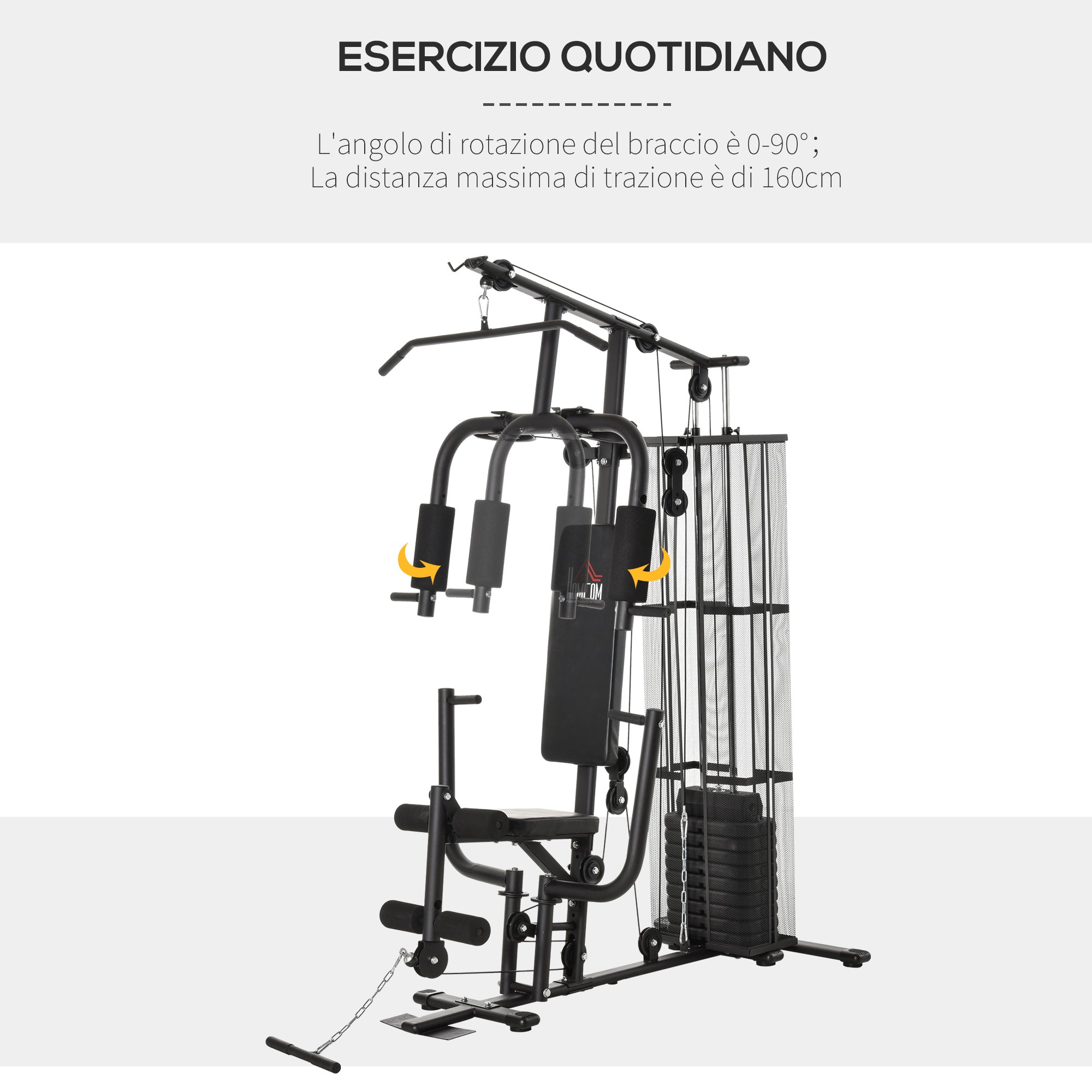 Easycomfort Stazione Fitness Palestra Multifunzione per Allenamento a Casa e Professionale, Acciaio 150x110x210cm Nero