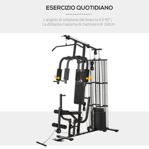 Easycomfort Stazione Fitness Palestra Multifunzione per Allenamento a Casa e Professionale, Acciaio 150x110x210cm Nero