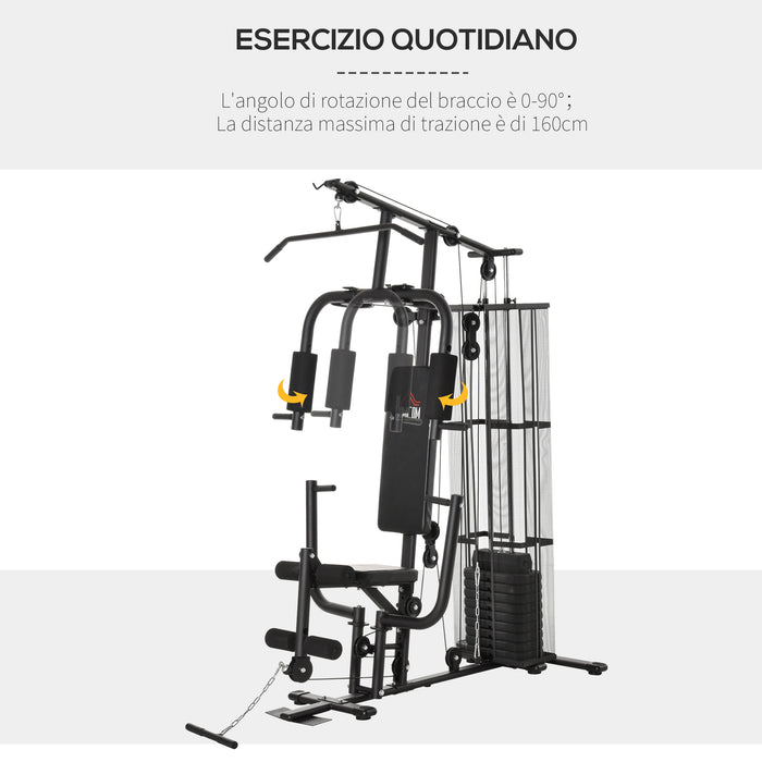 Easycomfort Stazione Fitness Palestra Multifunzione per Allenamento a Casa e Professionale, Acciaio 150x110x210cm Nero