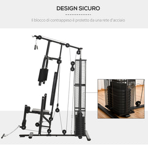 Easycomfort Stazione Fitness Palestra Multifunzione per Allenamento a Casa e Professionale, Acciaio 150x110x210cm Nero