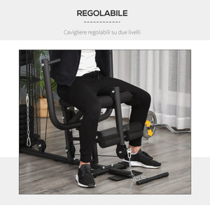 Easycomfort Stazione Fitness Palestra Multifunzione per Allenamento a Casa e Professionale, Acciaio 150x110x210cm Nero