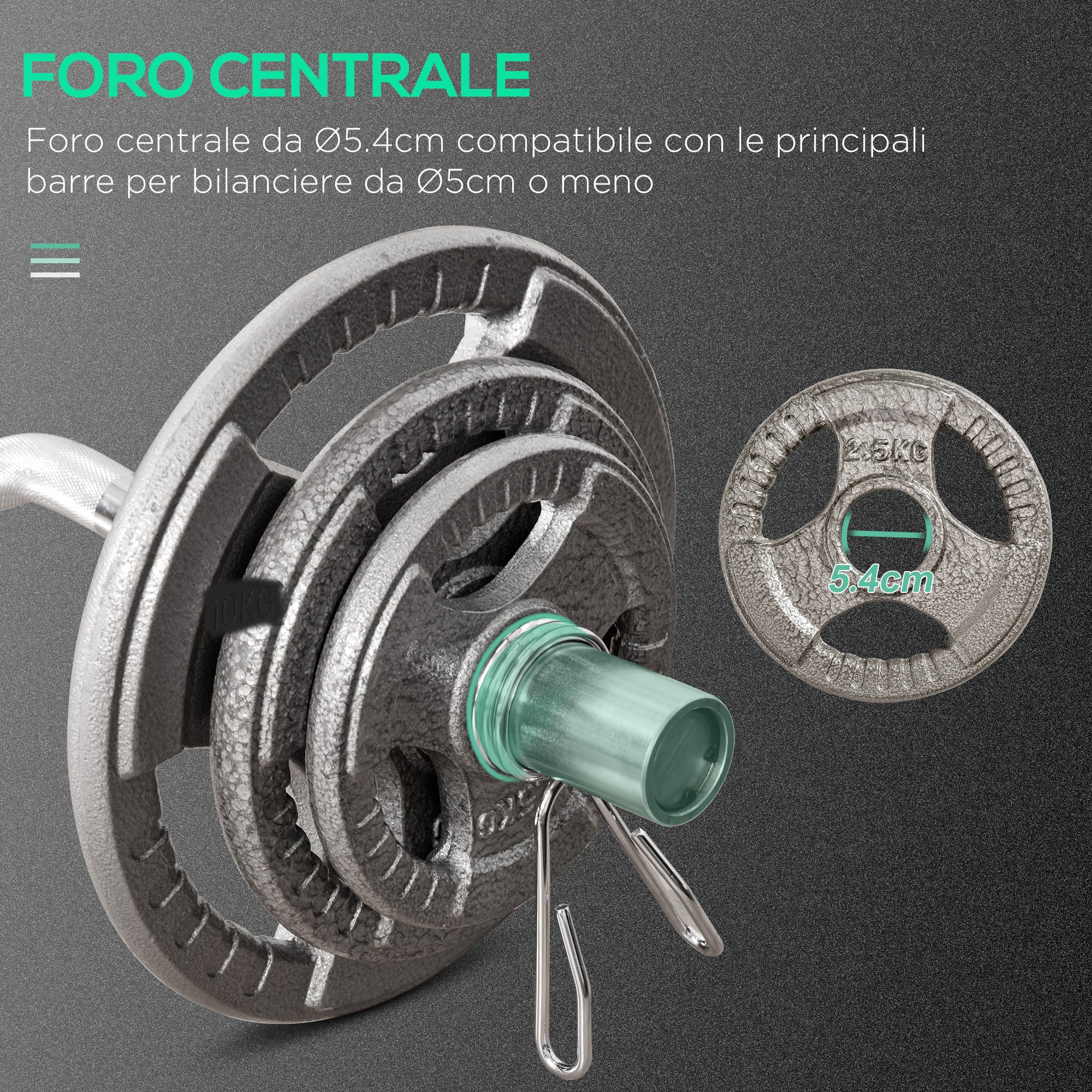 Easycomfort Set di 6 Dischi Pesi per Bilanciere e Manubri 2.5-35KG, Dischi palestra in Acciaio, Ideali per Bilancieri Olimpionici, Argento