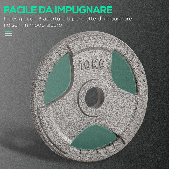 Easycomfort Set di 6 Dischi Pesi per Bilanciere e Manubri 2.5-35KG, Dischi palestra in Acciaio, Ideali per Bilancieri Olimpionici, Argento