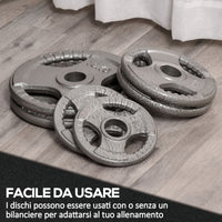 Easycomfort Set di 6 Dischi Pesi per Bilanciere e Manubri 2.5-35KG, Dischi palestra in Acciaio, Ideali per Bilancieri Olimpionici, Argento