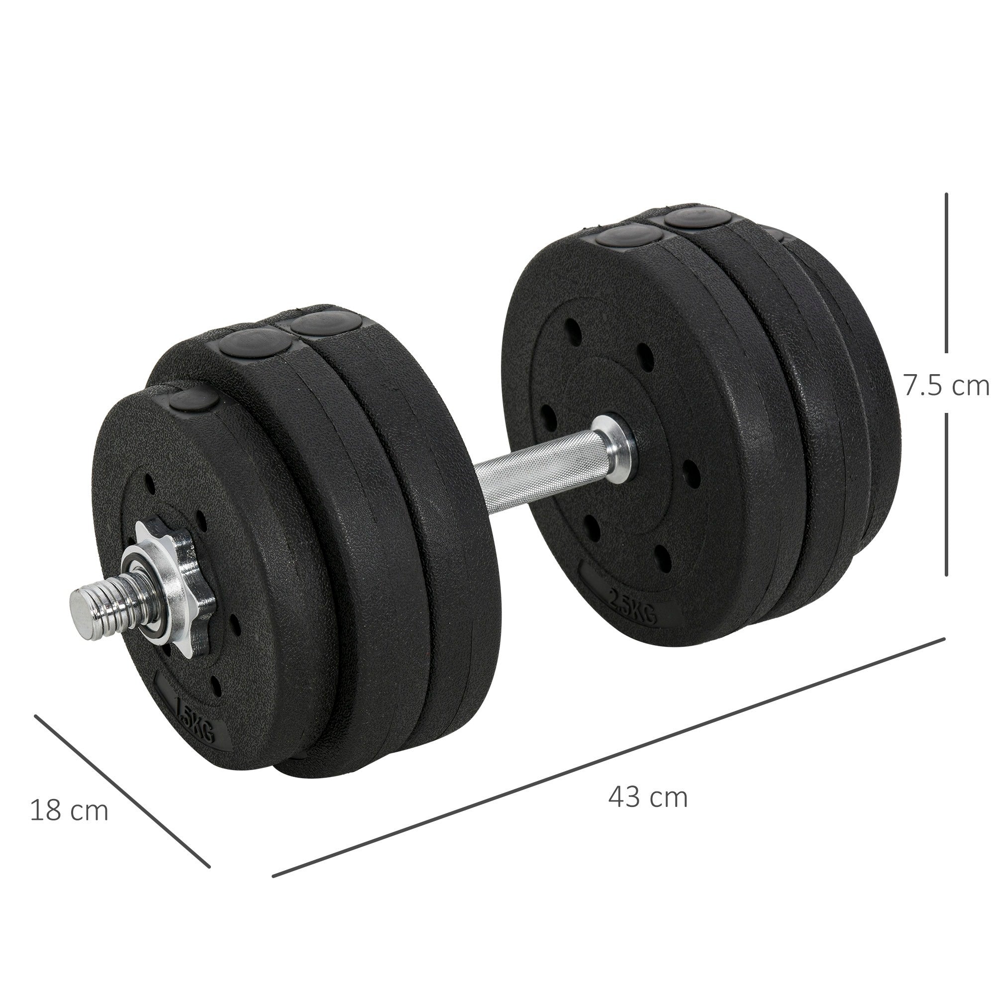 Easycomfort Set Manubri Palestra 30kg (8x2.5kg, 4x1.5kg), Pesi Palestra con 12 Dischi da 1.5kg, 2.5kg, ?25mm, per Allenamento a Casa