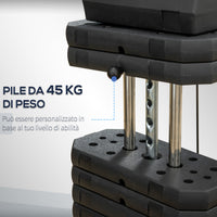Easycomfort Stazione Fitness con Pesi da 45kg per Allenamento a Casa, 135x103x210cm, Nero
