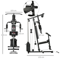Easycomfort Stazione Fitness Multifunzione Power Tower con Pesi fino 45kg e Panca Imbottita, 135x103x210cm