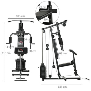 Easycomfort Stazione Fitness Multifunzione Power Tower con Pesi fino 45kg e Panca Imbottita, 135x103x210cm