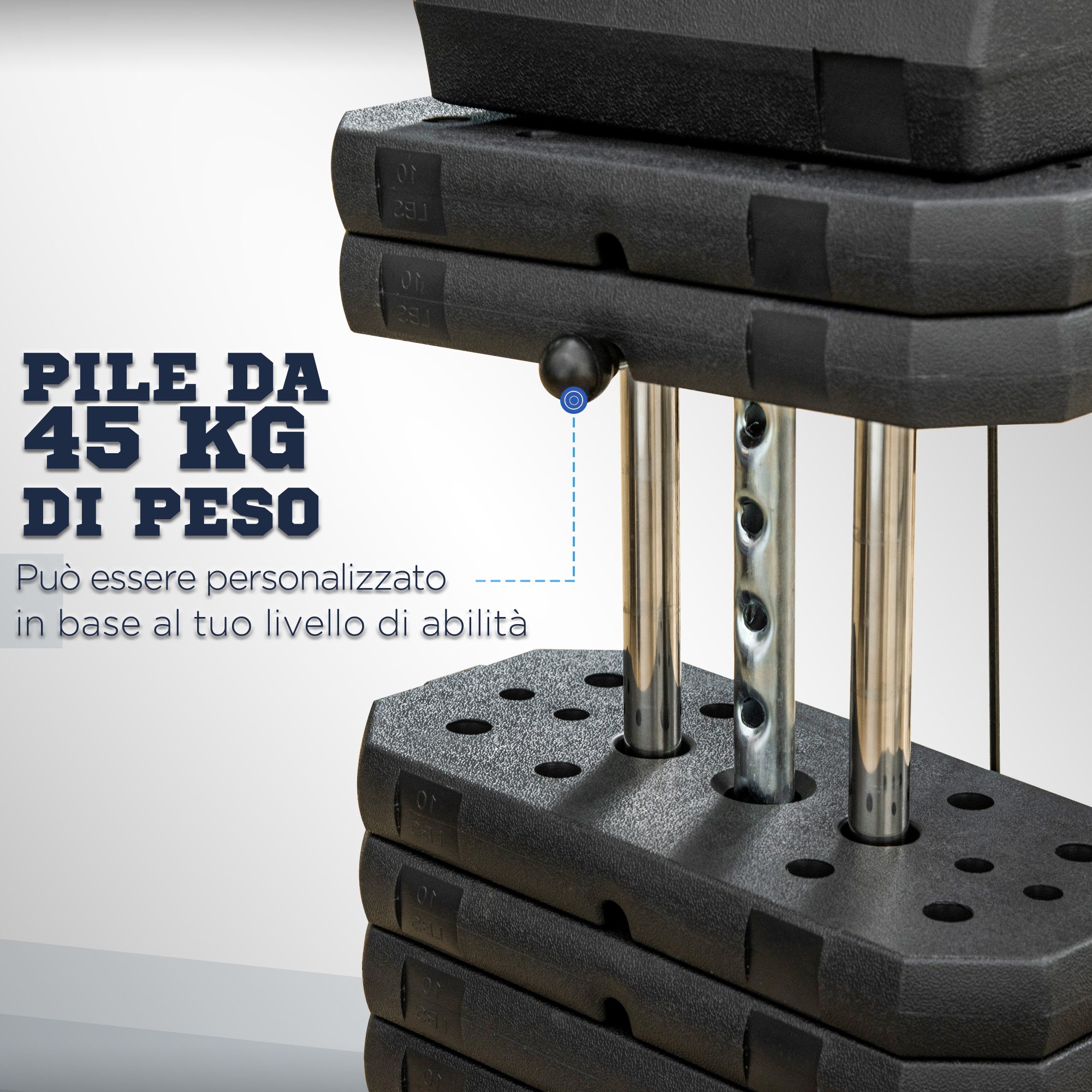 Easycomfort Stazione Fitness Multifunzione Power Tower con Pesi fino 45kg e Panca Imbottita, 135x103x210cm