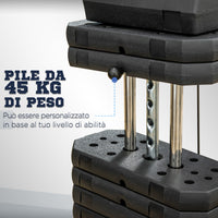 Easycomfort Stazione Fitness Multifunzione Power Tower con Pesi fino 45kg e Panca Imbottita, 135x103x210cm