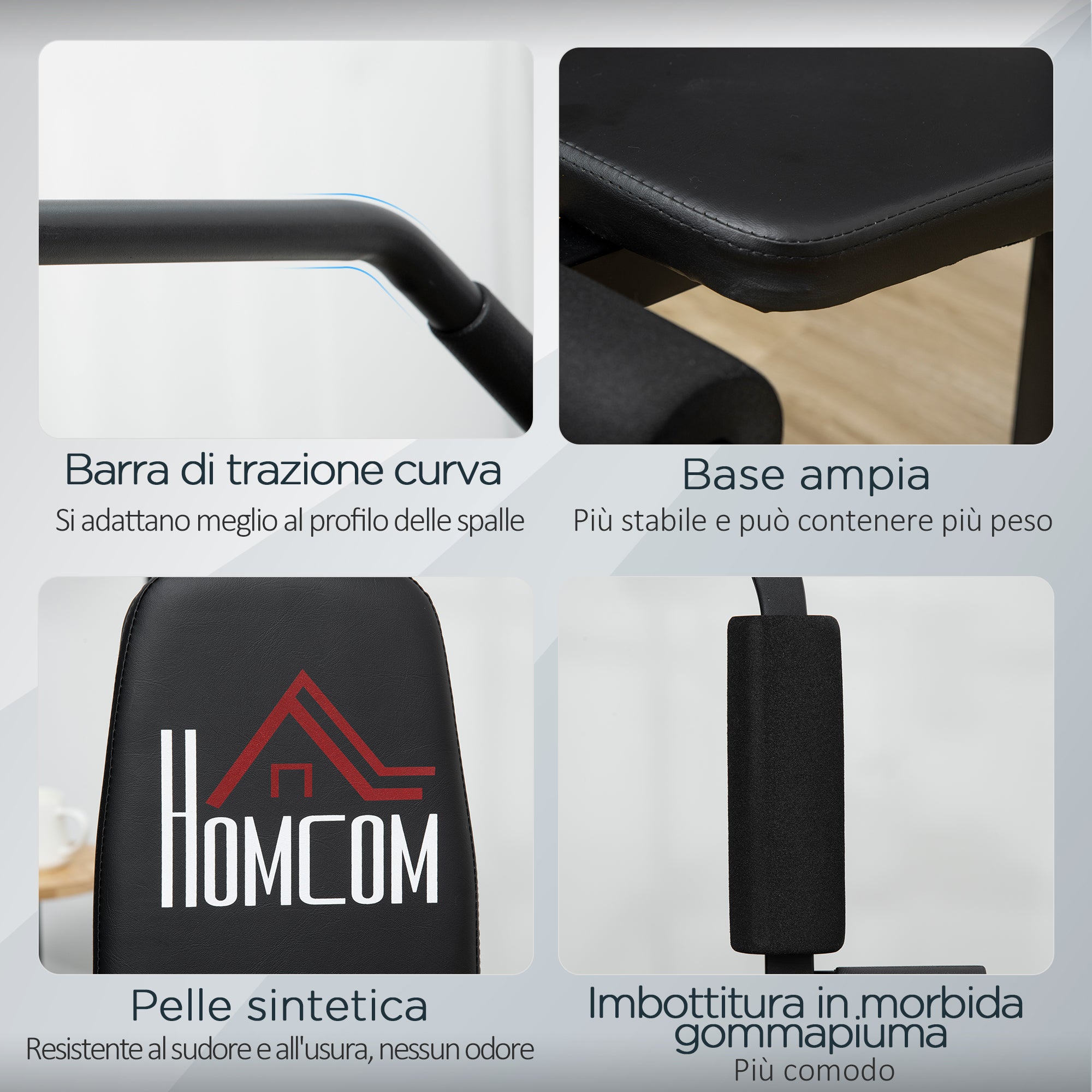 Easycomfort Stazione Fitness Multifunzione Power Tower con Pesi fino 45kg e Panca Imbottita, 135x103x210cm