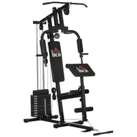 Easycomfort Stazione Fitness Multifunzione Power Tower con Pesi fino 45kg e Panca Imbottita, 135x103x210cm
