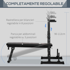 Easycomfort Panca Pesi Pieghevole con 8 Altezze Regolabili per Sollevamento Pesi e Trazioni, in Acciaio e PU, 140x73x98-122cm, Nera