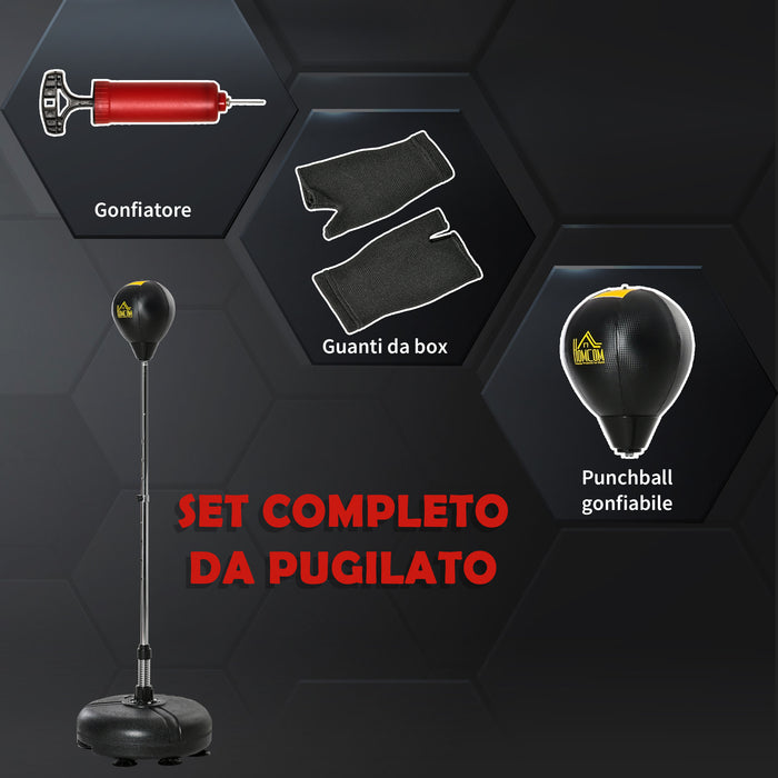 Easycomfort Sacco da Boxe ad Altezza Regolabile, Guanti Inclusi, in PE e Metallo, 45x45x133-151cm, Oro