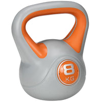Easycomfort Kettlebell 8kg in PU e Sabbia con Base Piatta e Impugnatura per Stacchi, Squat e Sollevamenti, 20x14x24 cm, Arancione