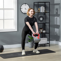 Easycomfort Kettlebell 14kg in PU e Sabbia con Base Piatta e Impugnatura per Stacchi, Squat e Sollevamenti, 26x18x32 cm, Rosso