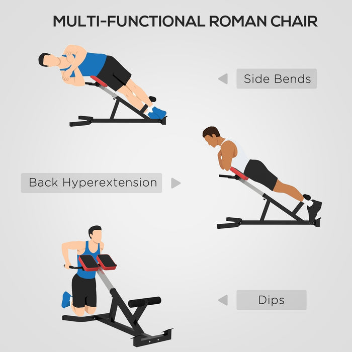 EasyComfort Sedia Romana ad Altezza Regolabile con Imbottitura Spessa, in Acciaio e PU, 126x70x67-84 cm, Nera