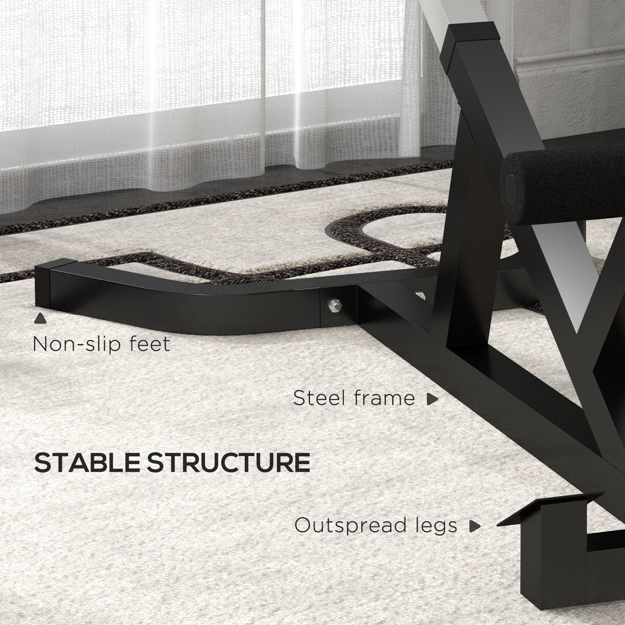 EasyComfort Sedia Romana ad Altezza Regolabile con Imbottitura Spessa, in Acciaio e PU, 126x70x67-84 cm, Nera