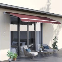 Tenda Parasole Retrattile con Angolazione Regolabile in Alluminio e Poliestere Impermeabilizzato 3.5 x 2.5 m, Rosso