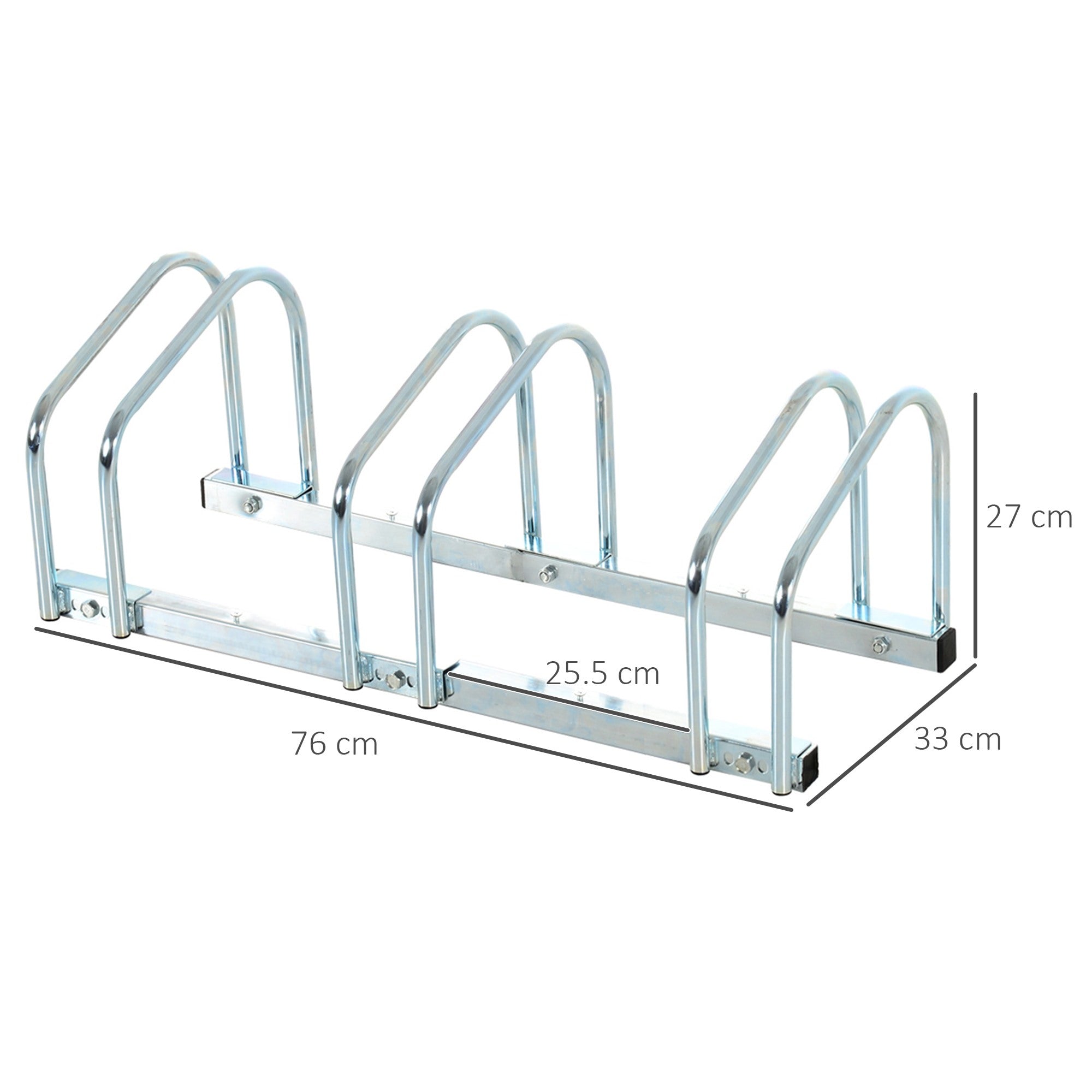 Easycomfort Rastrelliera Portabiciclette Parcheggio per 3 Biciclette in Acciaio, 76x33x27 cm, Argento