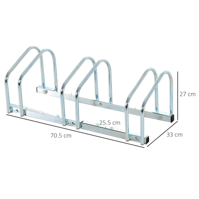 Easycomfort – Rastrelliera Portabiciclette Parcheggio per 3 Biciclette Tubi d'acciaio 70.5 × 33 × 27cm Argento