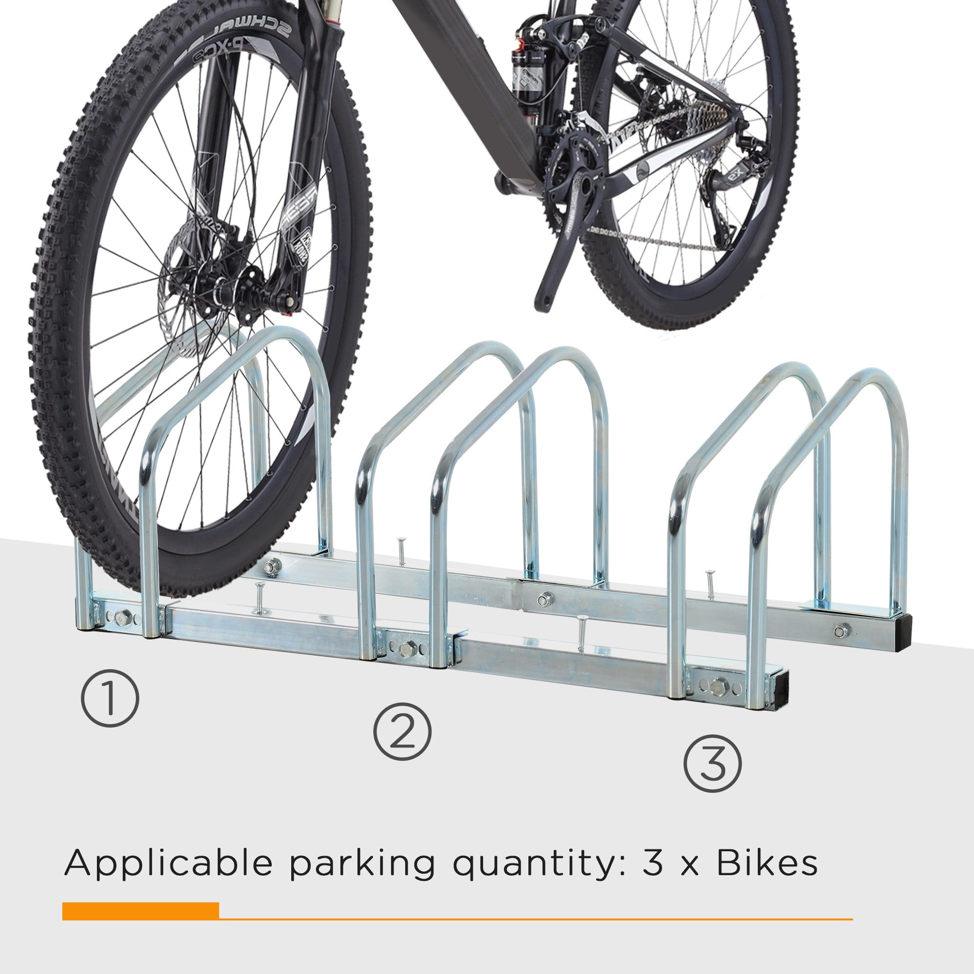 Easycomfort – Rastrelliera Portabiciclette Parcheggio per 3 Biciclette Tubi d'acciaio 70.5 × 33 × 27cm Argento