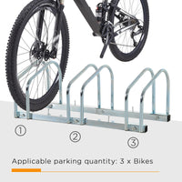 Easycomfort – Rastrelliera Portabiciclette Parcheggio per 3 Biciclette Tubi d'acciaio 70.5 × 33 × 27cm Argento
