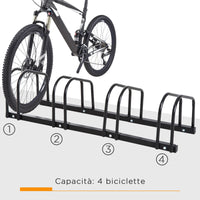 Easycomfort Rastrelliera Portabiciclette Parcheggio per 4 Biciclette in Acciaio, 110x33x27 cm, Nero