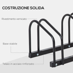Easycomfort Rastrelliera Portabiciclette Parcheggio per 4 Biciclette in Acciaio, 110x33x27 cm, Nero