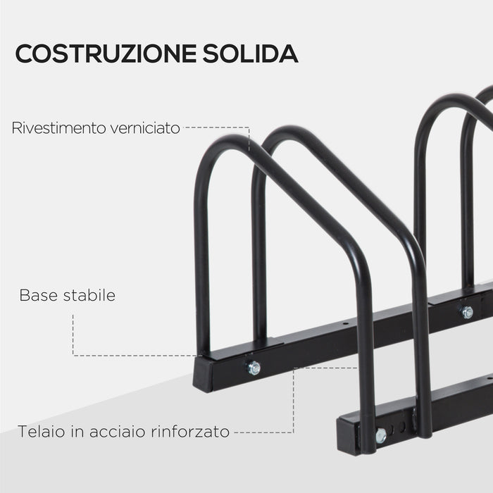 Easycomfort Rastrelliera Portabiciclette Parcheggio per 4 Biciclette in Acciaio, 110x33x27 cm, Nero