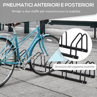 Easycomfort Rastrelliera Portabiciclette Parcheggio per 6 Biciclette in Acciaio, 179x33x27 cm, Nero
