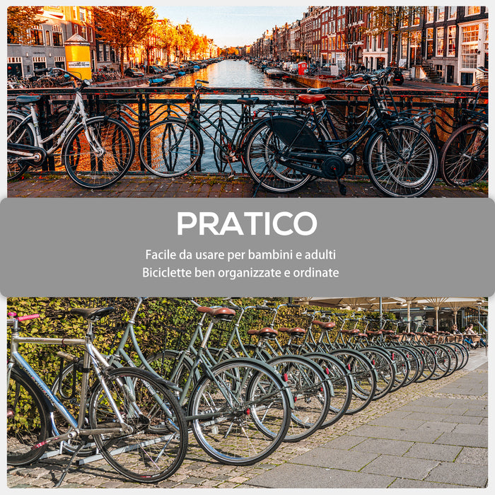 Easycomfort Rastrelliera Portabiciclette Parcheggio per 6 Biciclette in Acciaio, 179x33x27 cm, Nero