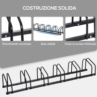 Easycomfort Rastrelliera Portabiciclette Parcheggio per 6 Biciclette in Acciaio, 179x33x27 cm, Nero