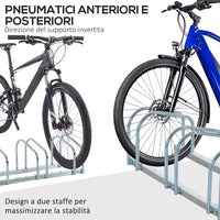 Easycomfort Rastrelliera Portabiciclette Parcheggio per 6 Biciclette in Acciaio, 179x33x27 cm, Argento