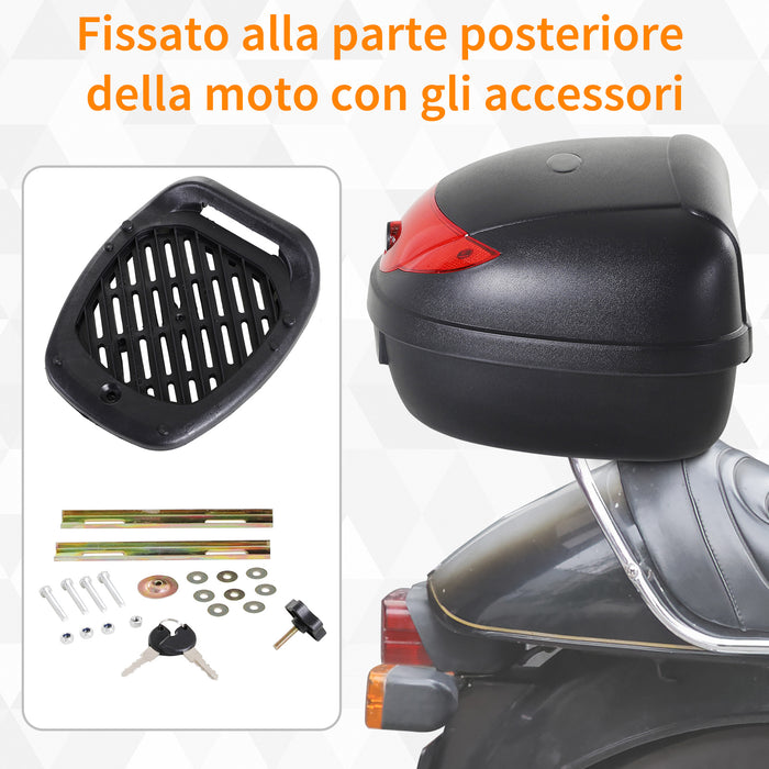 EasyComfort Baule Bauletto per Moto Motorini Scooter Posteriore Universale in Plastica 40 x 38 x 28cm Nero, 24L