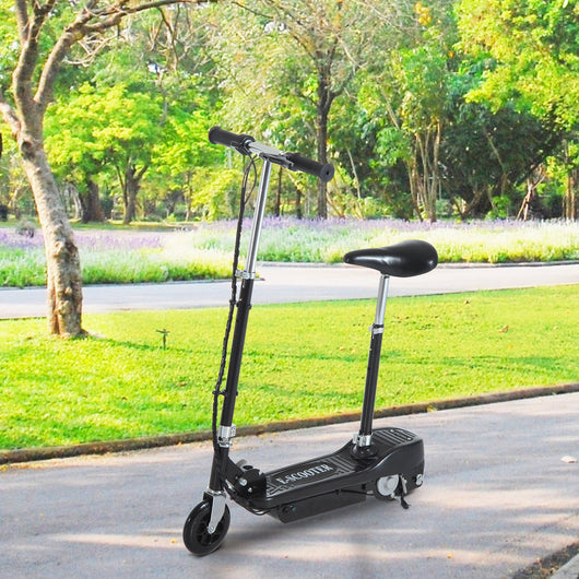 Easycomfort Monopattino Elettrico Pieghevole per Bambini con Seggiolino Regolabile, in Metallo e PE Nero, 78x37x99 cm