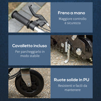 Easycomfort Monopattino Pieghevole per Bambini 7-12 Anni da 120W con Freno e Cavalletto, 75x37x98 cm, Nero