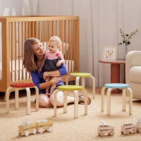 4 Sgabelli Impilabili con Pad in Feltro, Compensato di Betulla, laccato, Colorato