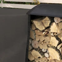 Portalegna da Interno ed Esterno in Metallo con Telo Porta Legna e Copertura, 240x36x99cm, Nero