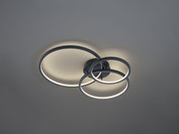 AARON PLAFONIERA LED ANTRACITE 3 ANELLI CON TECNOLOGIA " WIZ " MULTIFUNZIONE D. 80CM 3000-6000K 4200LM 36W DIMMERABILE