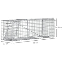 Easycomfort Gabbia Trappola per Ratti, Topi e Nutrie Pieghevole in Acciaio, 93x31x34.5cm, Argento