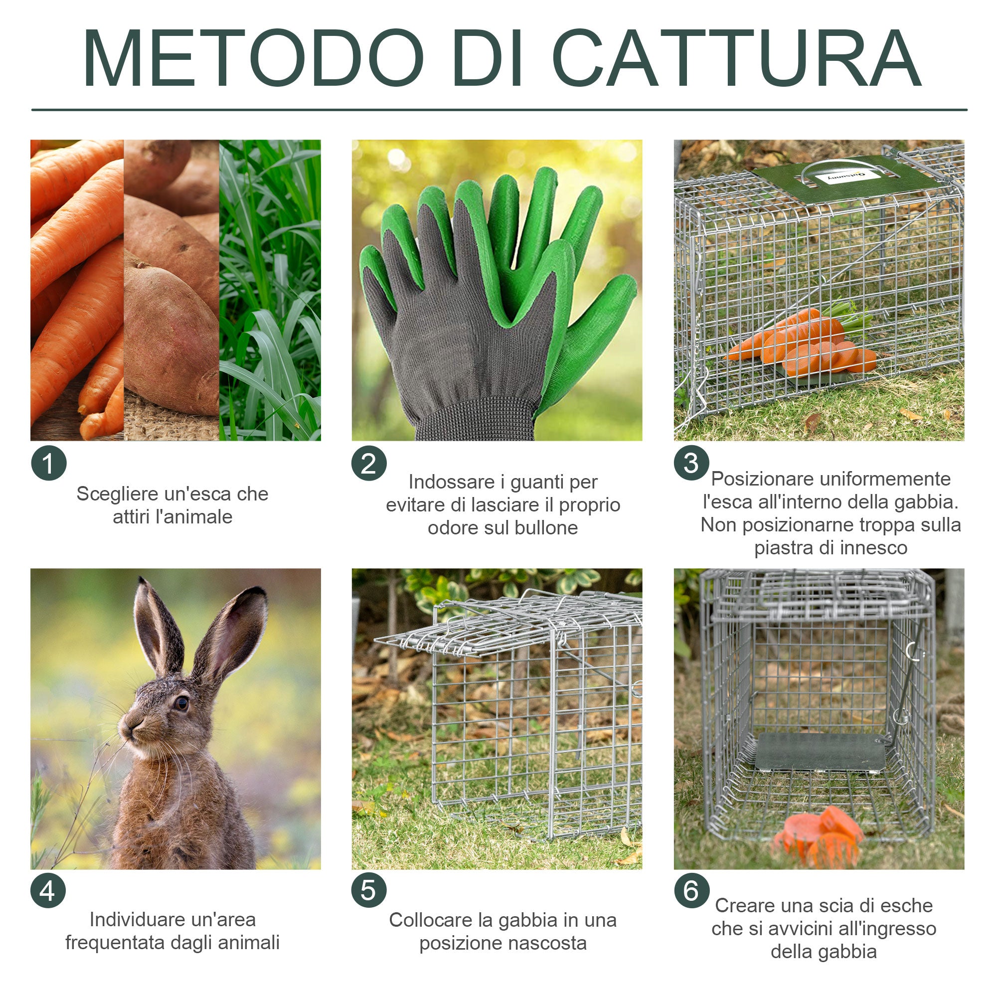 Easycomfort Gabbia Trappola per Ratti, Topi e Nutrie Pieghevole in Acciaio, 93x31x34.5cm, Argento