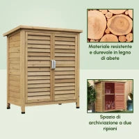 Casetta da Giardino in Legno di Abete con Tetto in Bitume Impermeabile, 87x46.5x96.5cm