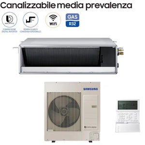 Climatizzatore Condizionatore Samsung Inverter Canalizzato Canalizzabile Media Prevalenza 36000 Btu AC100RNMDKG/EU Trifase R-32 Classe A+/A+ Con Comando a Filo Incluso - Novità