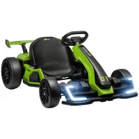 Go Kart Elettrico per Bambini 6-12 Anni 24V 12km/h con Seggiolino Regolabile, Verde