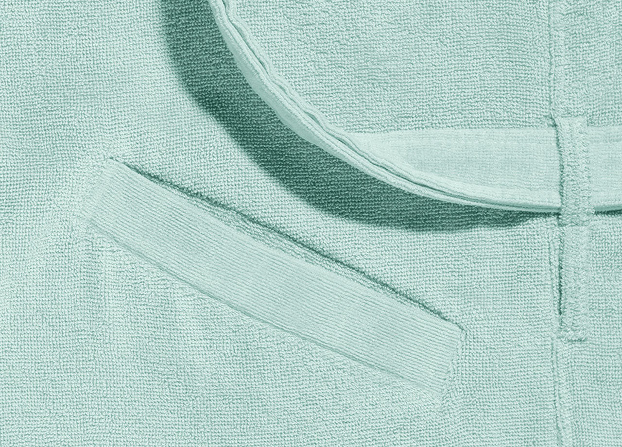 Accappatoio Con Cappuccio E Tasche In Spugna Mod. Joy Tinta Unita Menta - S-M - Menta