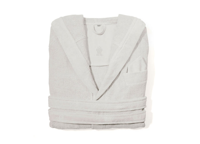 Accappatoio Con Cappuccio E Tasche In Spugna Mod. Joy Tinta Unita Perla - S-M - Perla