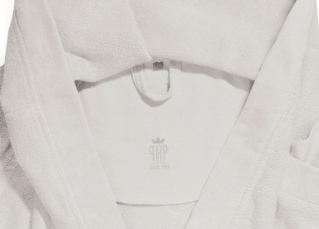 Accappatoio Con Cappuccio E Tasche In Spugna Mod. Joy Tinta Unita Perla - S-M - Perla