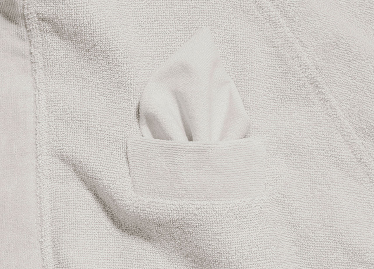 Accappatoio Con Cappuccio E Tasche In Spugna Mod. Joy Tinta Unita Perla - S-M - Perla